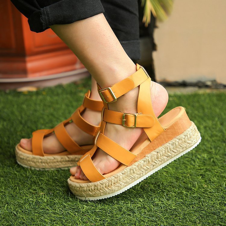 Sandales Compensées Espadrilles à Brides – Style Gladiateur