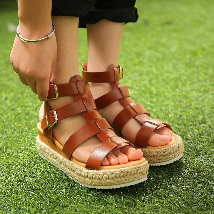 Sandales Compensées Espadrilles à Brides – Style Gladiateur