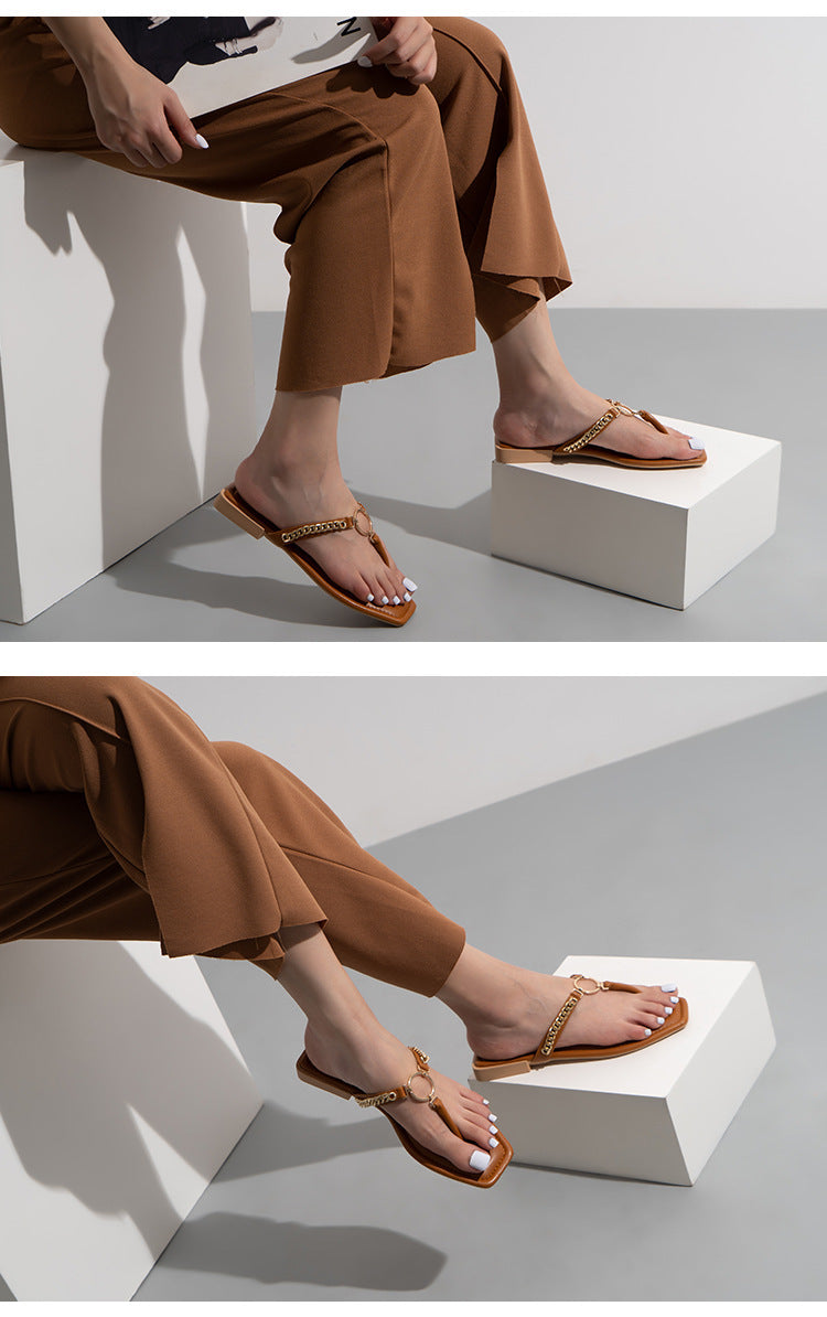 Sandales Élégantes à Chaîne – Style Minimaliste & Chic