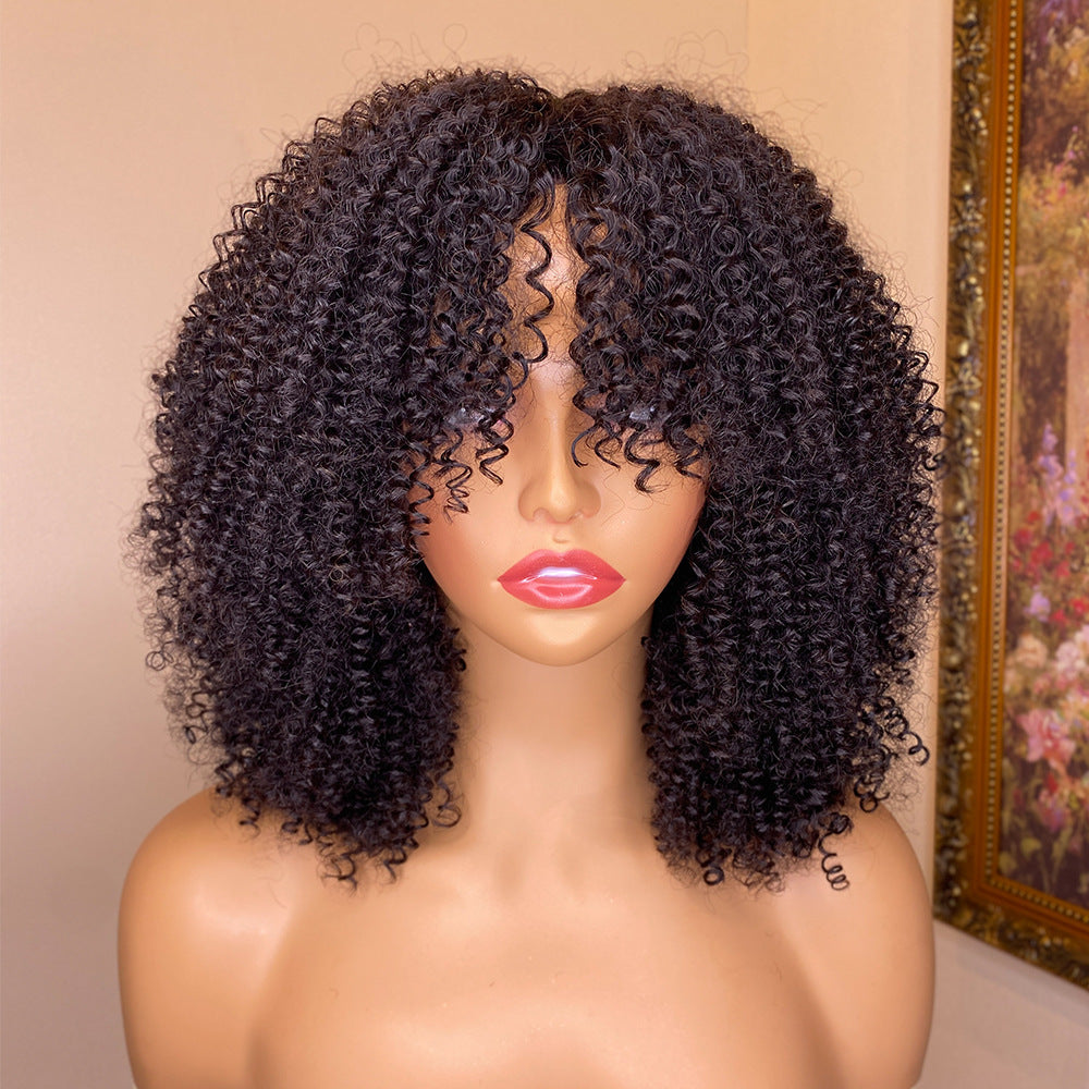 Perruque Naturelle Bouclée avec Frange – Kinky Curly