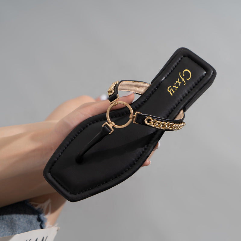 Sandales Élégantes à Chaîne – Style Minimaliste & Chic