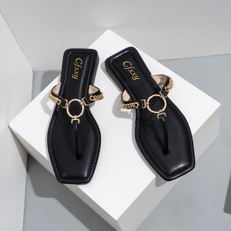 Sandales Élégantes à Chaîne – Style Minimaliste & Chic