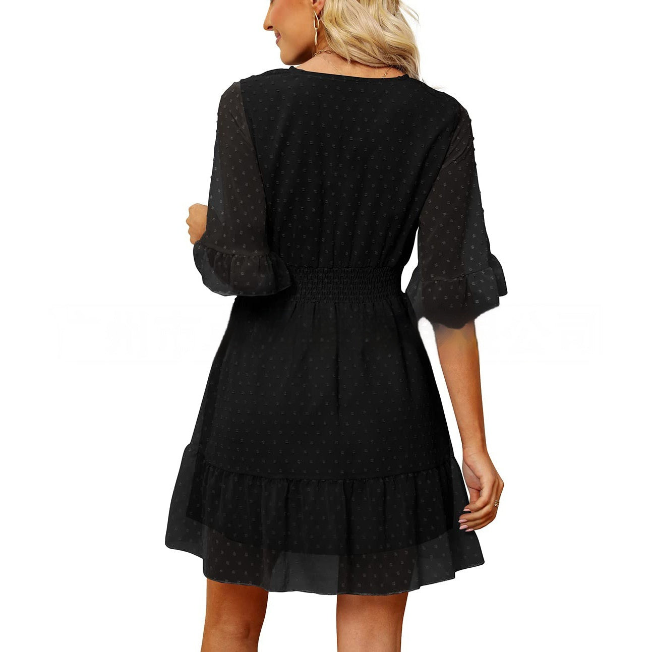 Robe Évasée Jacquard en Chiffon - Élégance & Confort
