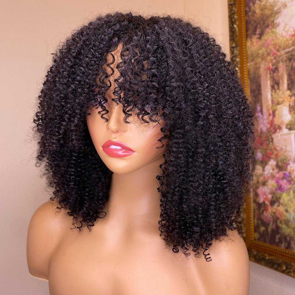 Perruque Naturelle Bouclée avec Frange – Kinky Curly