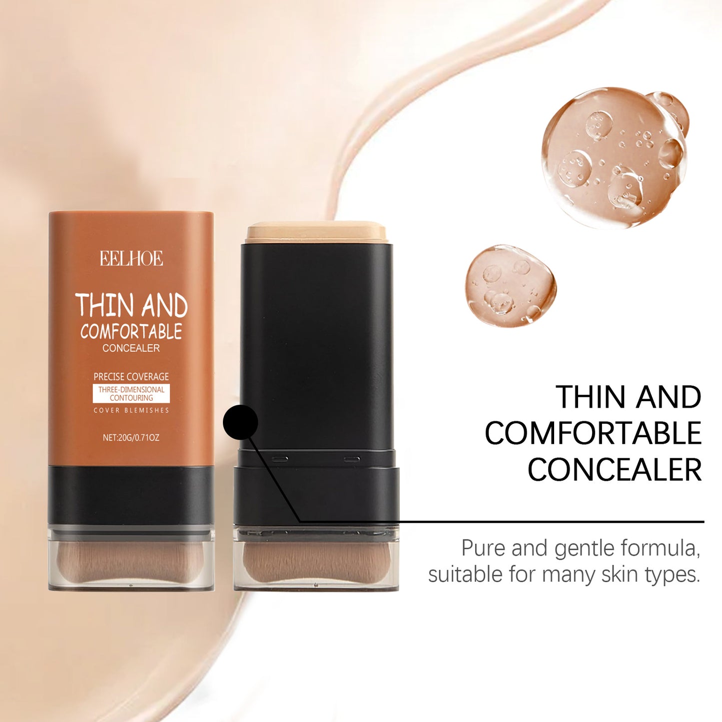 Stick Fond de Teint & Correcteur avec Pinceau Intégré – Haute Couvrance