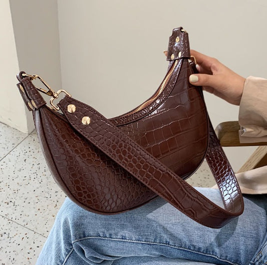 Sac Bandoulière Rétro Femme – Style Croco Chic