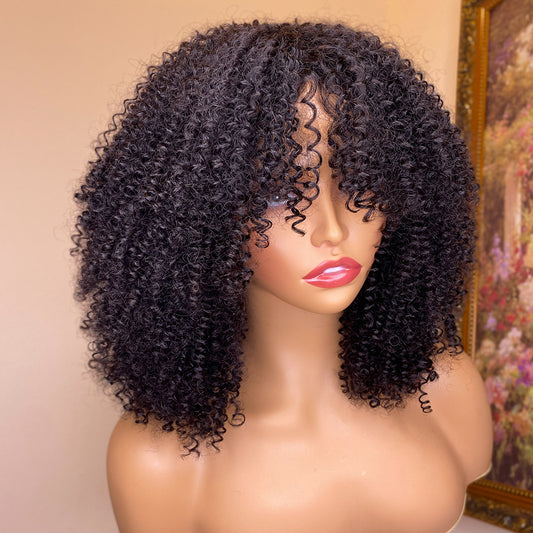 Perruque Naturelle Bouclée avec Frange – Kinky Curly