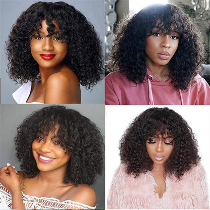 Perruque Naturelle Bouclée avec Frange – Kinky Curly