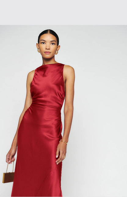 Robe Évasée Dos Nu en Acétate – Élégance à la Française