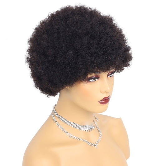 Perruque Courte Afro Kinky Curly – 100 % Cheveux Naturels