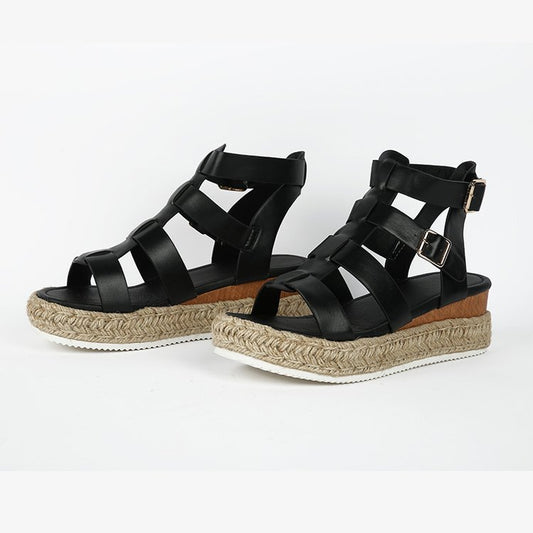 Sandales Compensées Espadrilles à Brides – Style Gladiateur
