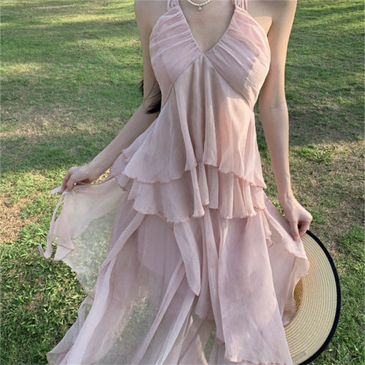 Robe Longue d’Été Dos Nu – Élégance Bohème en Bord de Mer