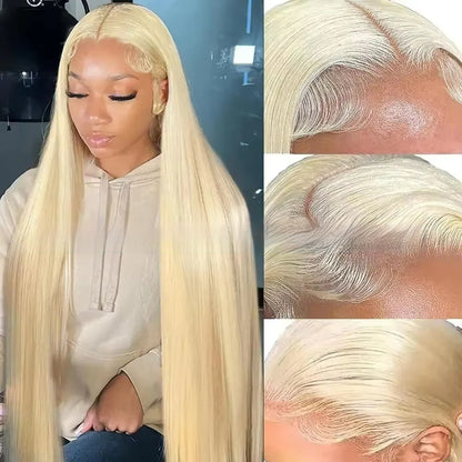 Perruque Lace Front Cheveux Naturels 613 Blond Platine – Lisse et Personnalisable