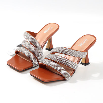 Sandales à Talons Hauts pour Femme – Élégance Strass et Confort Assuré