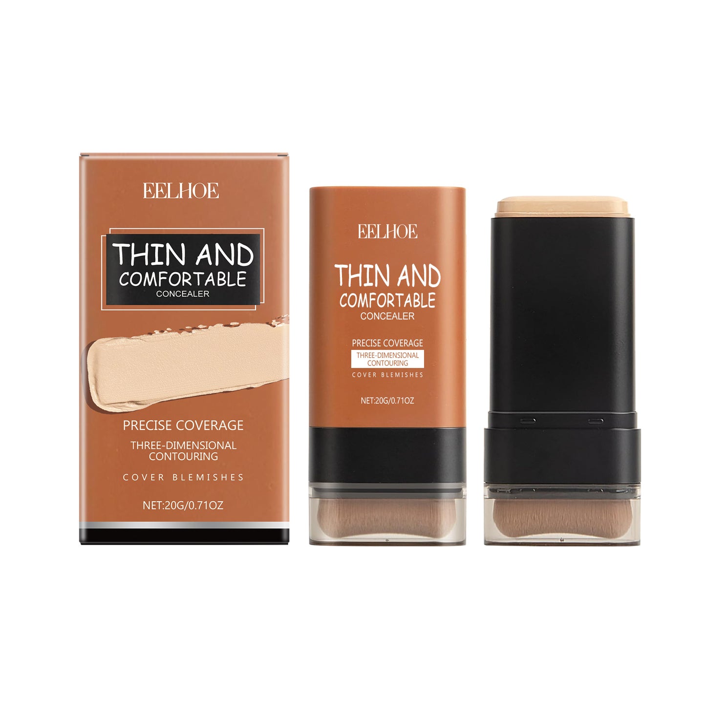 Stick Fond de Teint & Correcteur avec Pinceau Intégré – Haute Couvrance