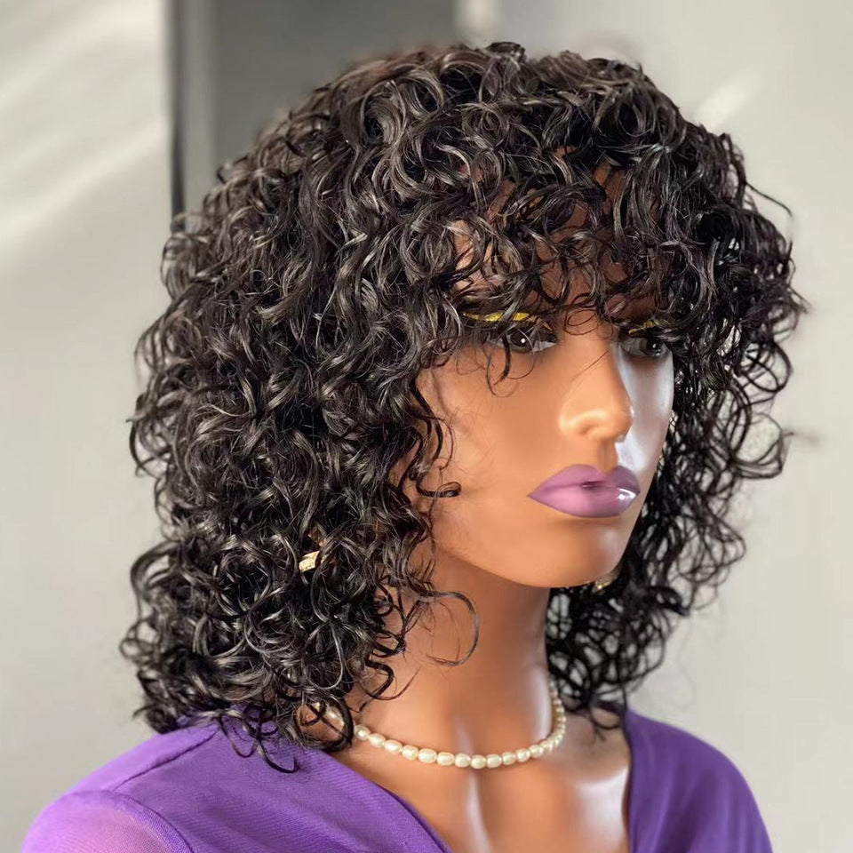 Perruque en Cheveux Naturels – Water Wave avec Frange
