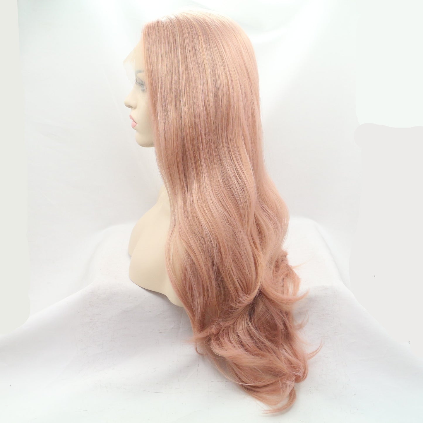 Perruque Lace Front Ondulations Longues – Rose Pastel Glamour
