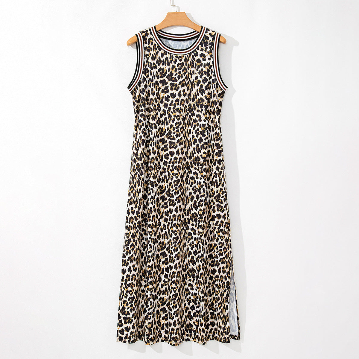 Robe Longue Sans Manches à Imprimé Léopard – Style Décontracté & Audacieux