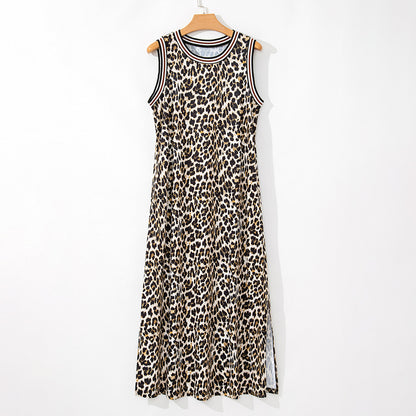 Robe Longue Sans Manches à Imprimé Léopard – Style Décontracté & Audacieux