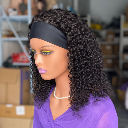 Perruque Bandeau Bouclée – Cheveux Humains 200 % Densité (16 pouces)