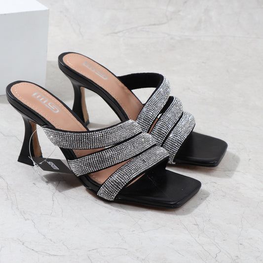 Sandales à Talons Hauts pour Femme – Élégance Strass et Confort Assuré
