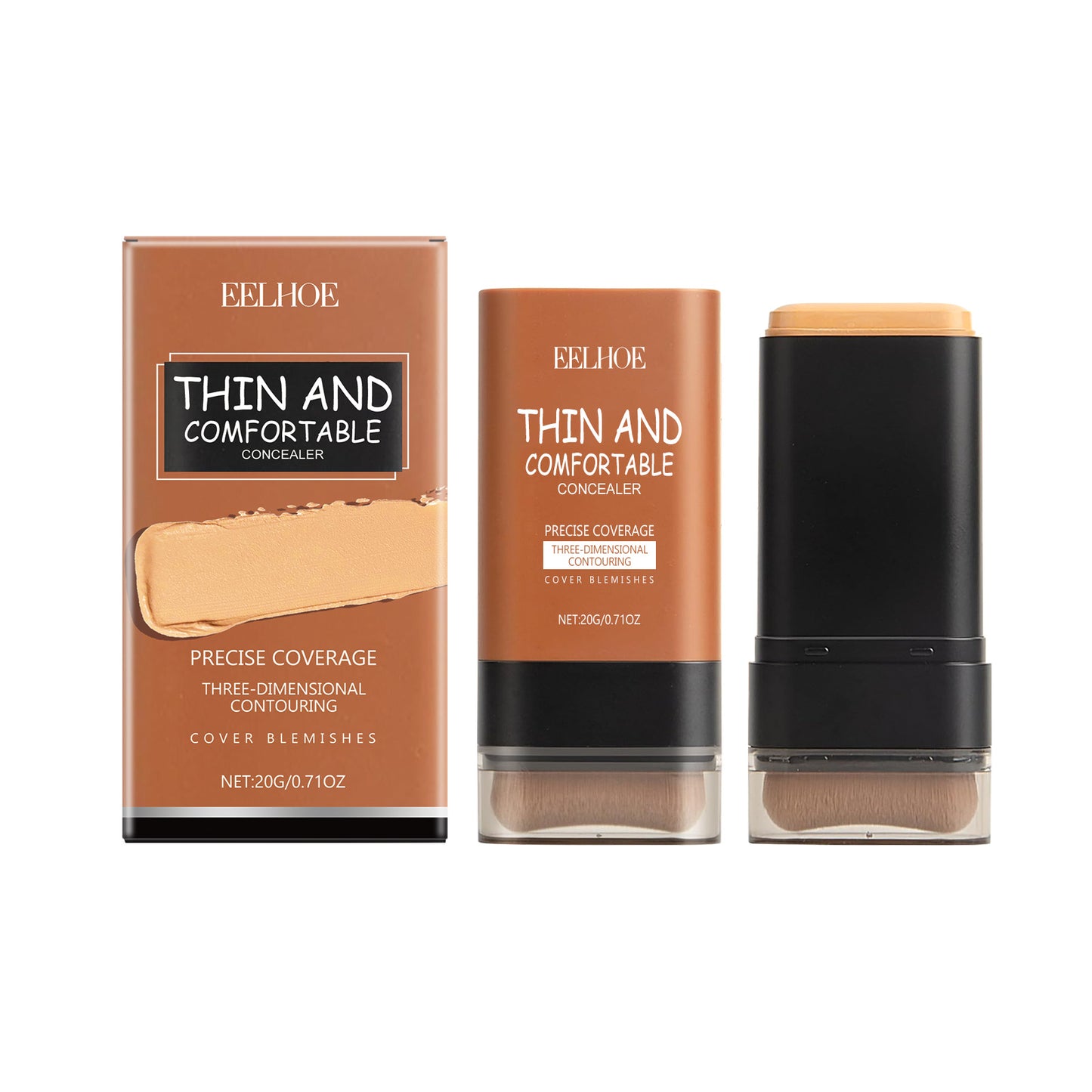 Stick Fond de Teint & Correcteur avec Pinceau Intégré – Haute Couvrance