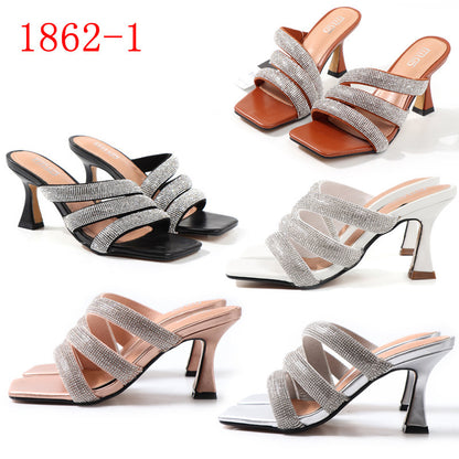Sandales à Talons Hauts pour Femme – Élégance Strass et Confort Assuré