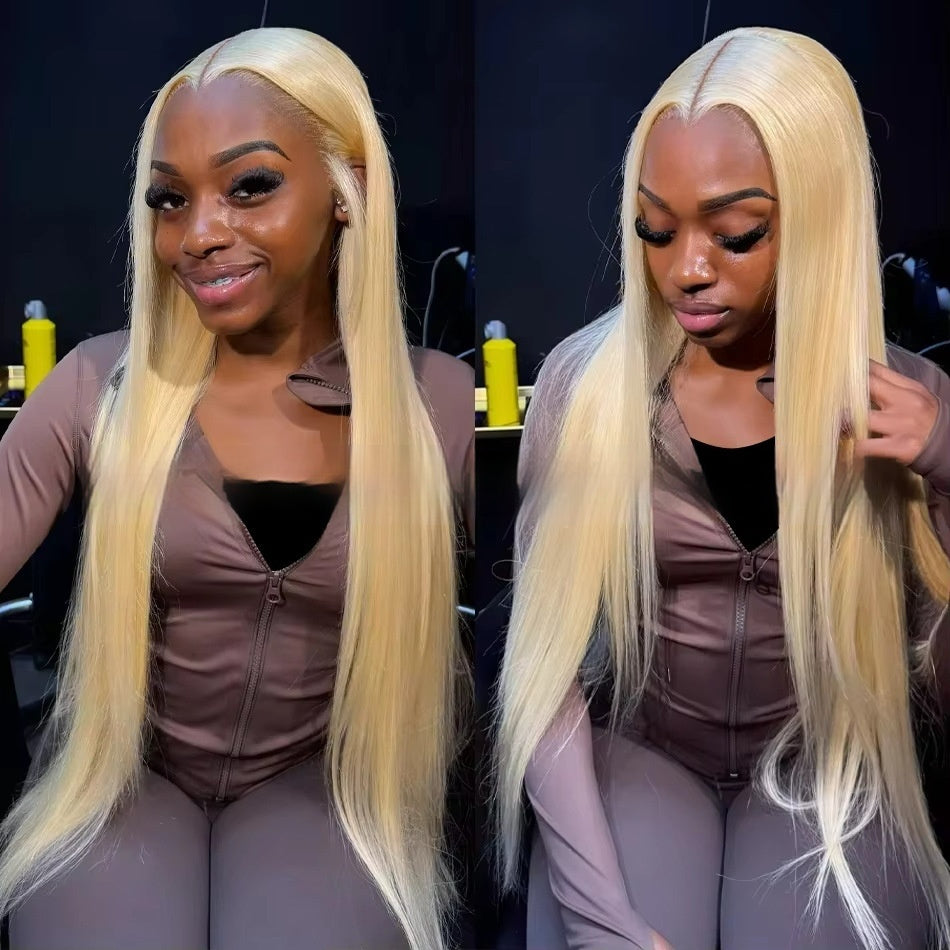 Perruque Lace Front Cheveux Naturels 613 Blond Platine – Lisse et Personnalisable