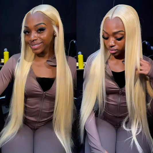 Perruque Lace Front Cheveux Naturels 613 Blond Platine – Lisse et Personnalisable