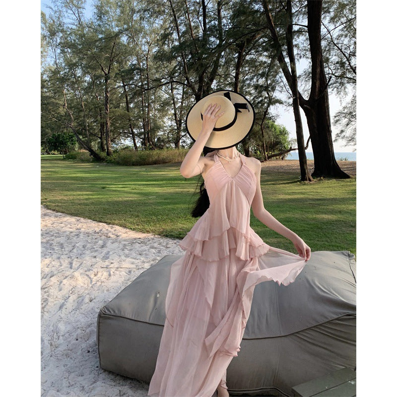 Robe Longue d’Été Dos Nu – Élégance Bohème en Bord de Mer