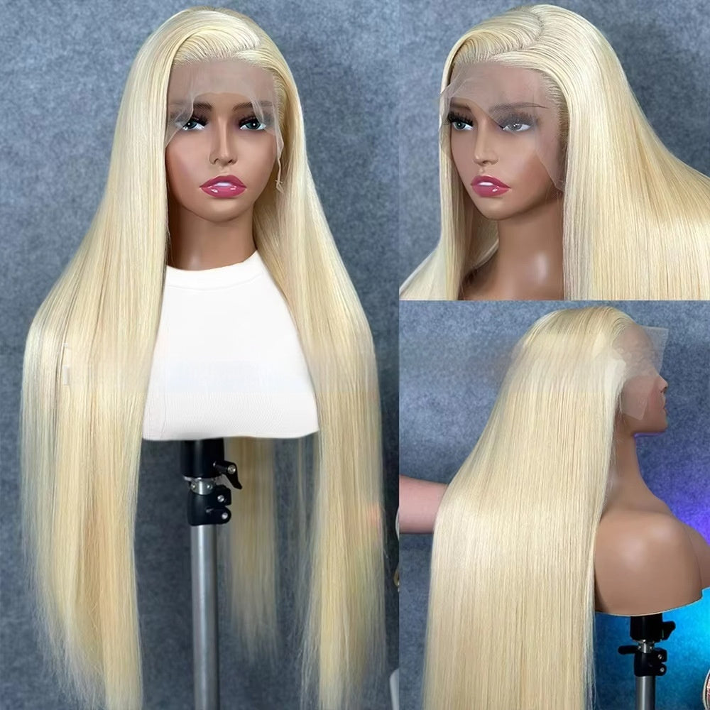 Perruque Lace Front Cheveux Naturels 613 Blond Platine – Lisse et Personnalisable